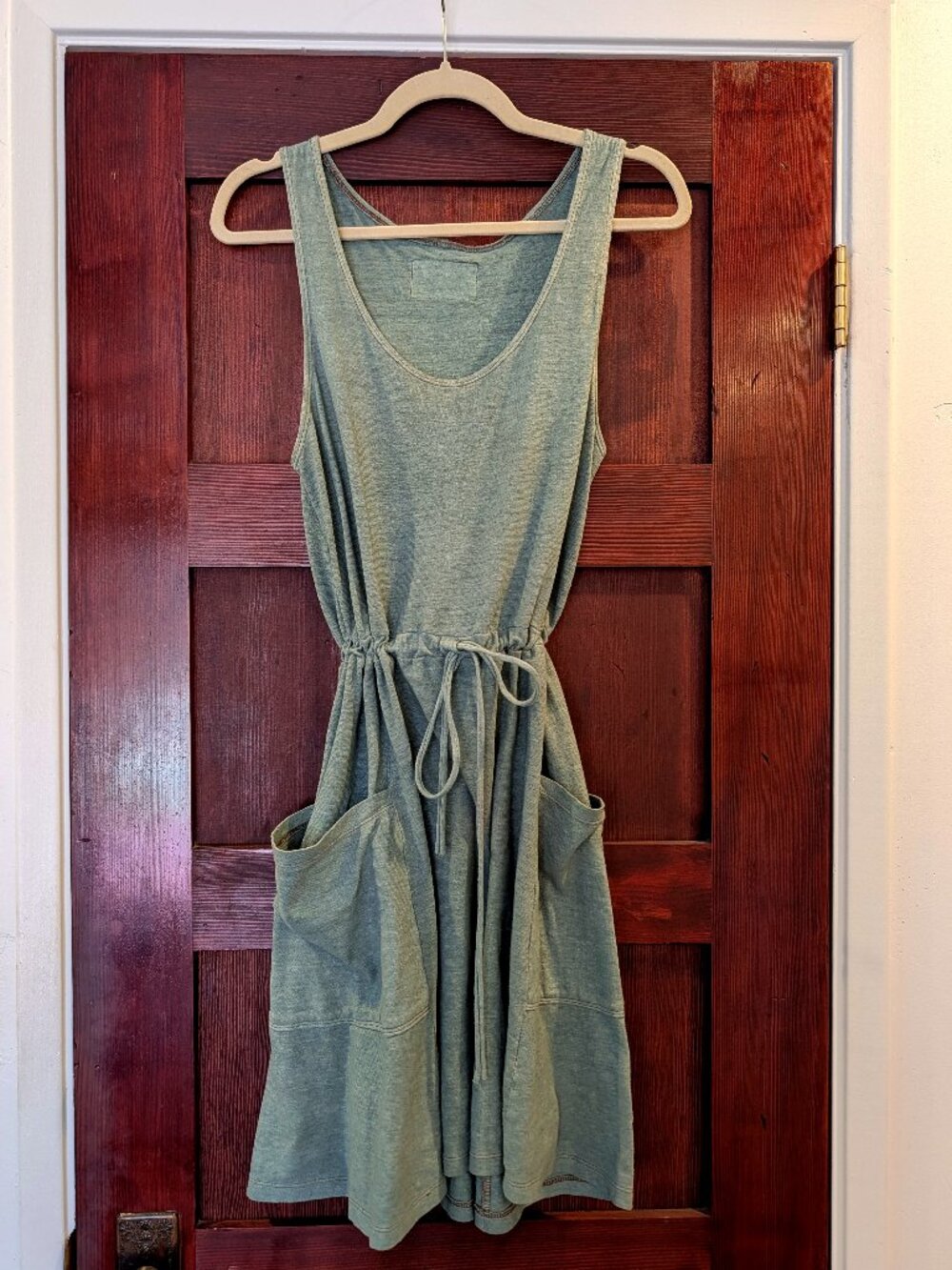Medium Sagebrush Bohemian Folk Sleeveless Hestia Dress Jersey Hemp Cotton Blend
